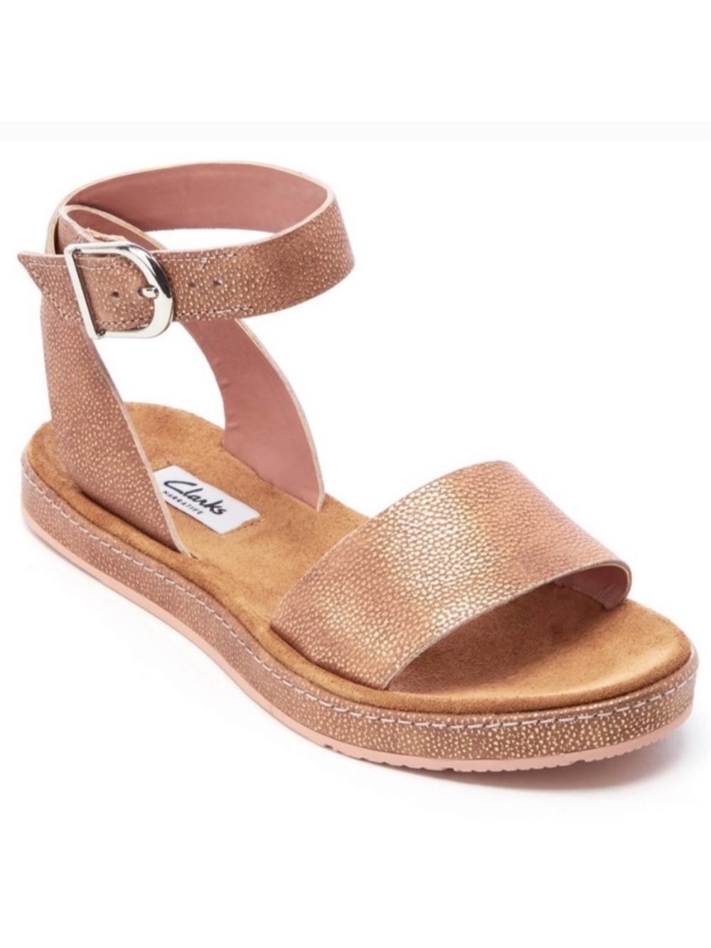 Clarks Women’s Rose Gold Ankle Strap Sandal 8.5